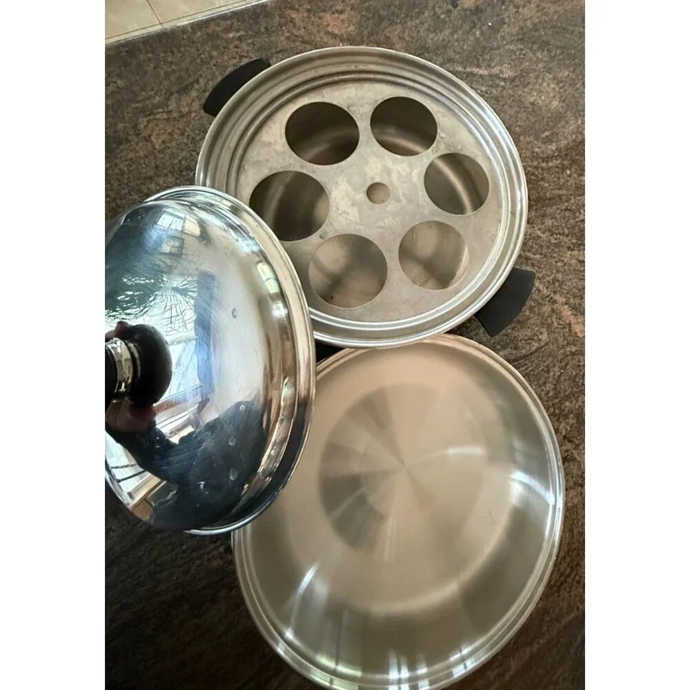 HOMEMAKERS GUILD Double Boiler + 2 Lids + Insert 3-Ply Stainless USA Steel